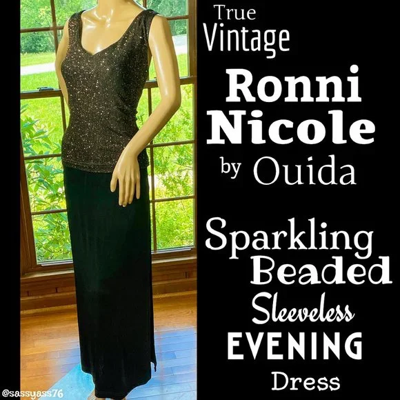 Ronni Nicole Dresses | Vtgronni Nicole By Ouidasparkling Gold & Red Beaded Black Sleeveless Dress | Color: Black/Gold | Size: 16 | Pm-54958708's